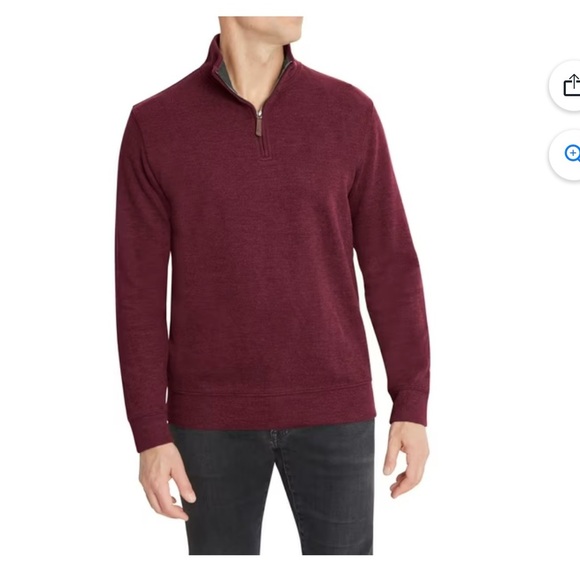 Lands' End Men's XXLT  Bedford Rib Quarter Zip Burgundy Sweater pullover - Picture 2 of 12